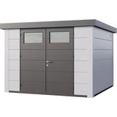 Abri en acier galvanisé blanc 8,9m² avec double porte Eleganto 3030 Telluria Ma boutique